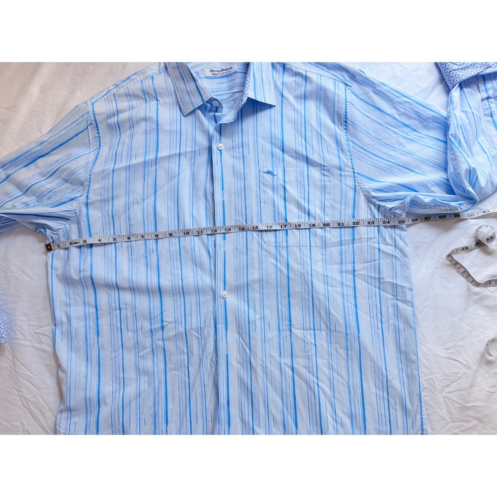 Tommy Bahama Sarasota Stretch Mens Blue White Striped Button Down Shirt L/S - Picture 7 of 11